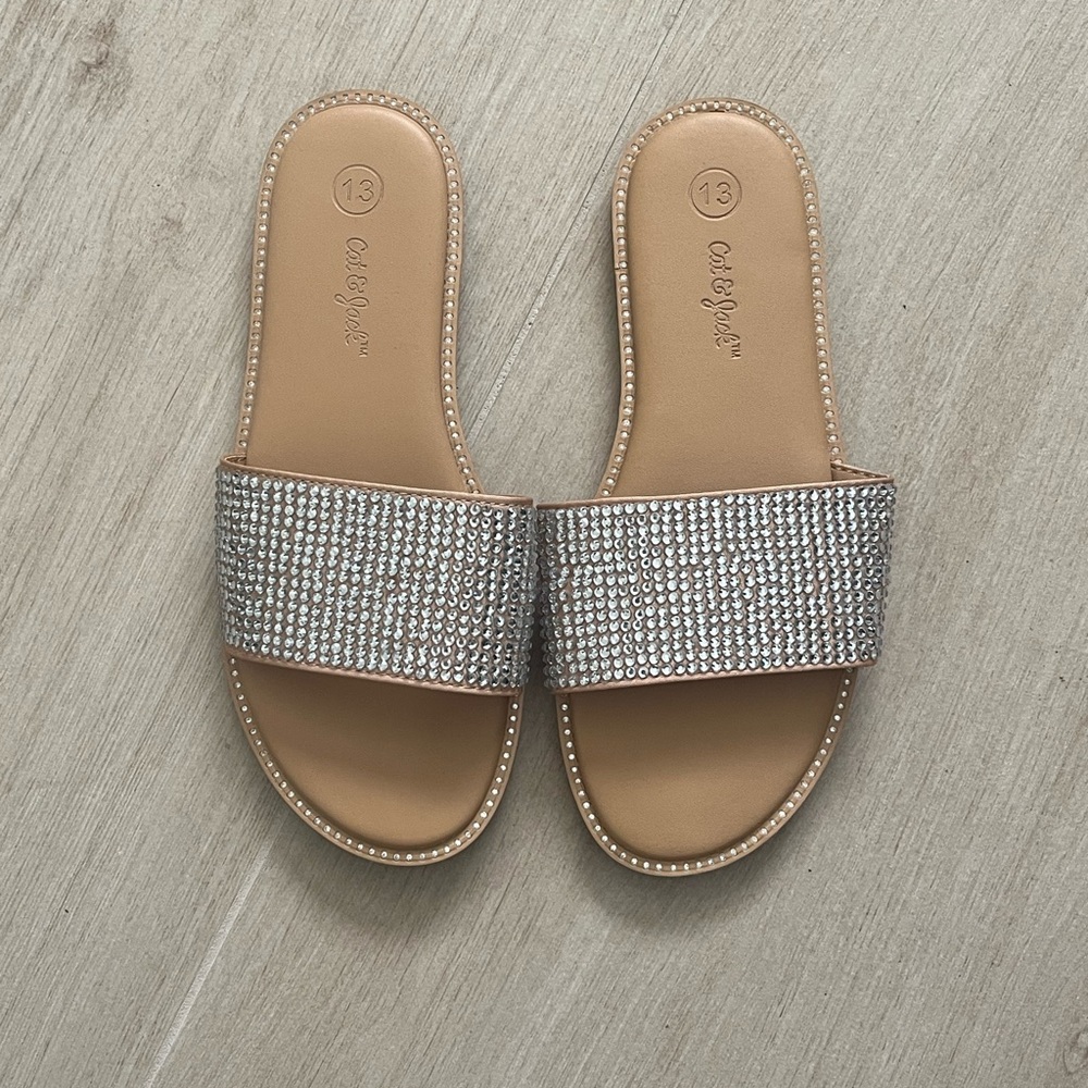 Girl’s Silver Slide Sandals